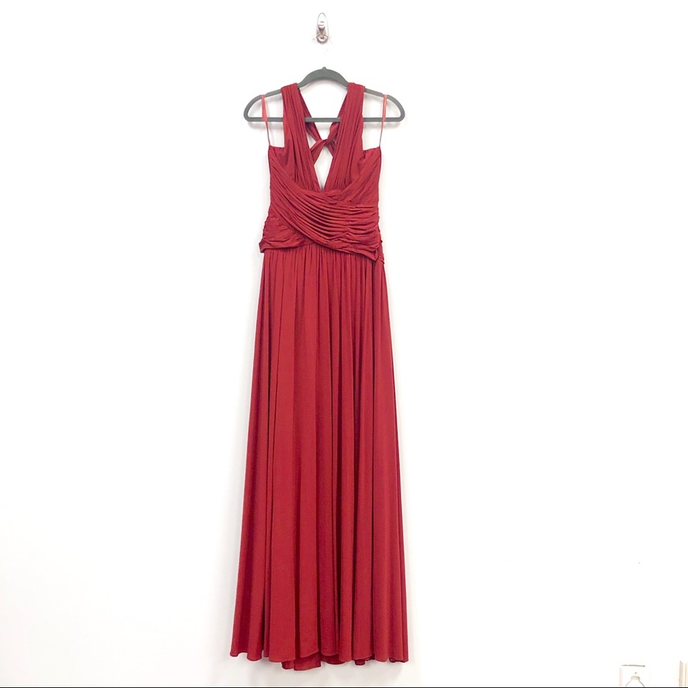 NWOT BCBGMaxAzria Red Floor Length Evening Gown